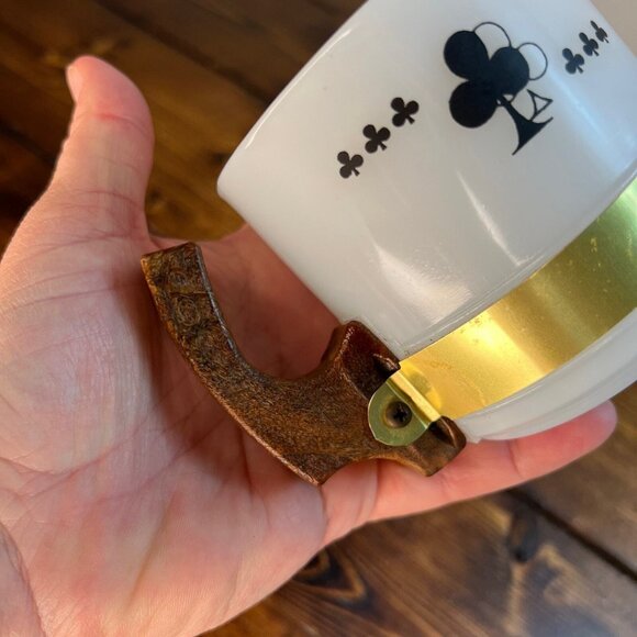 Siesta Ware Clubs Playing Card Coffee Cup Mug Wooden Handle milk glass - Picture 8 of 10